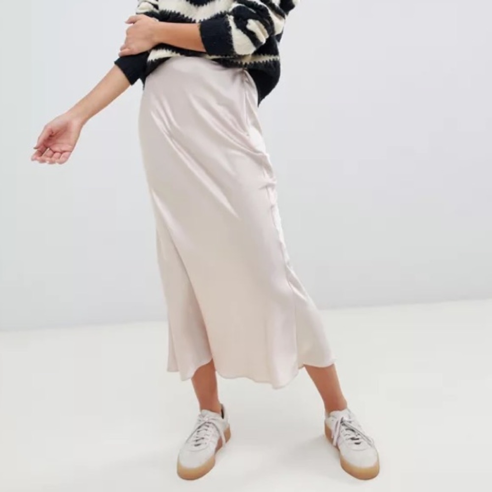 NWT Asos Bias cut satin Midi skirt Sz 10